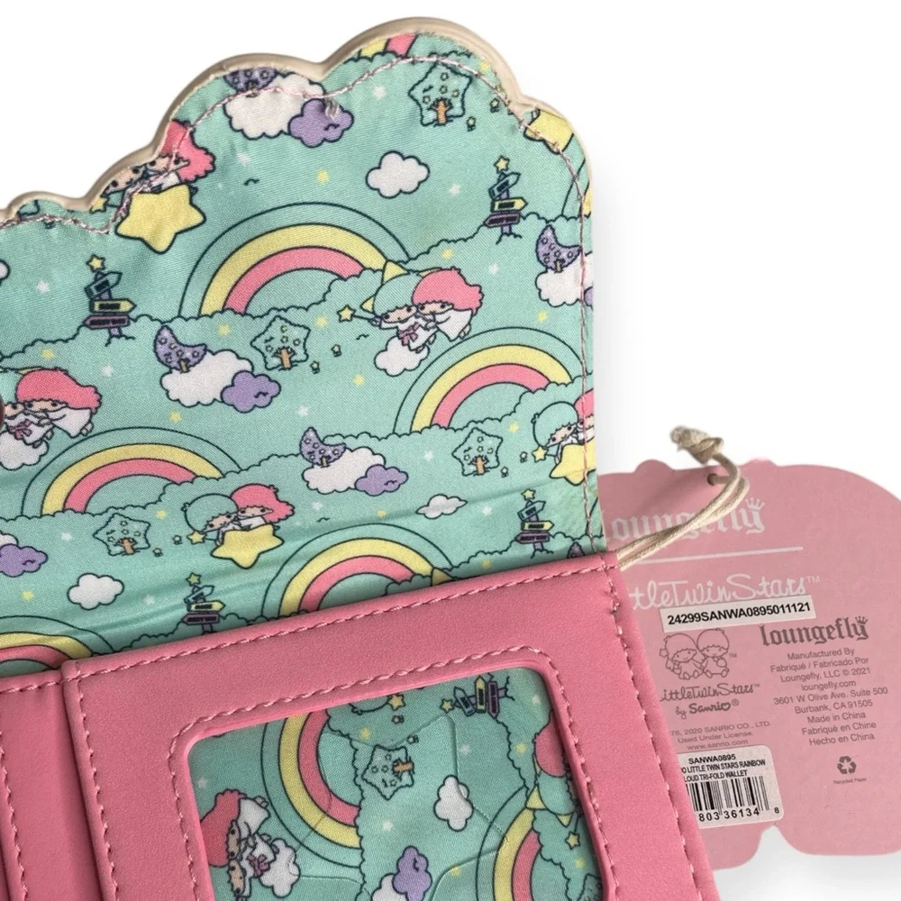 Loungefly Sanrio Little Twin Stars Rainbow Print Crossbody Wallet - Picture 14 of 16